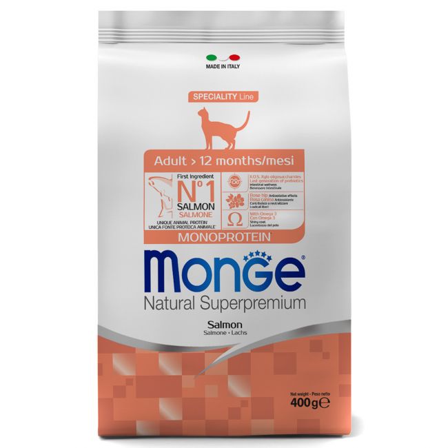 Сухой корм Monge Cat Speciality Line Monoprotein Adult для взрослых кошек, из лосося 400 г Сухой корм Monge Cat Speciality Line Monoprotein Adult для взрослых кошек, из лосося 400 г