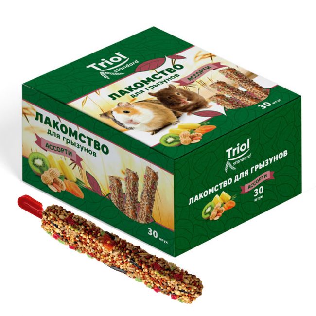 Лакомство для грызунов "Ассорти" (уп. 30шт), Triol Standard Лакомство для грызунов "Ассорти" (уп. 30шт), Triol Standard