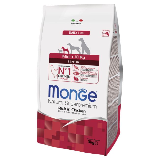 Сухой корм Monge Dog Daily Line Mini для пожилых собак мелких пород, из курицы 3 кг Сухой корм Monge Dog Daily Line Mini для пожилых собак мелких пород, из курицы 3 кг