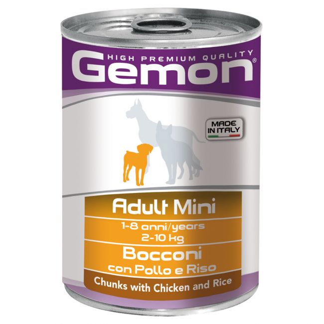 Влажный корм Gemon Dog Mini для взрослых собак мелких пород, кусочки с курицей и рисом, консервы 415 г Влажный корм Gemon Dog Mini для взрослых собак мелких пород, кусочки с курицей и рисом, консервы 415 г