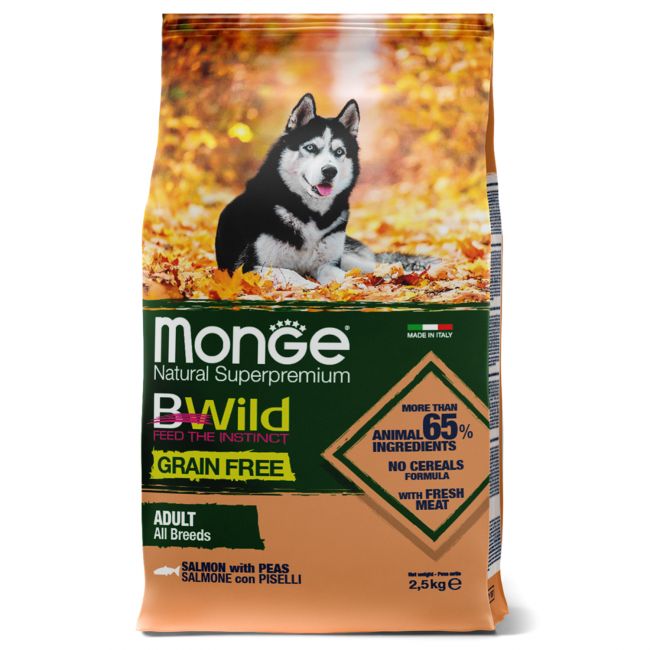 Сухой корм Monge Dog BWild GRAIN FREE для взрослых собак, беззерновой, из лосося 2,5 кг Сухой корм Monge Dog BWild GRAIN FREE для взрослых собак, беззерновой, из лосося 2,5 кг