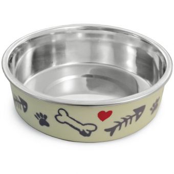 Миска металлическая на резинке "Косточки", 0,45л