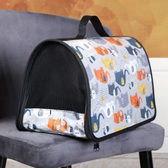 Сумка-переноска для животных "Шервудские коты" жесткая №3, 45 х 26 х 26 см, нейлон, серая