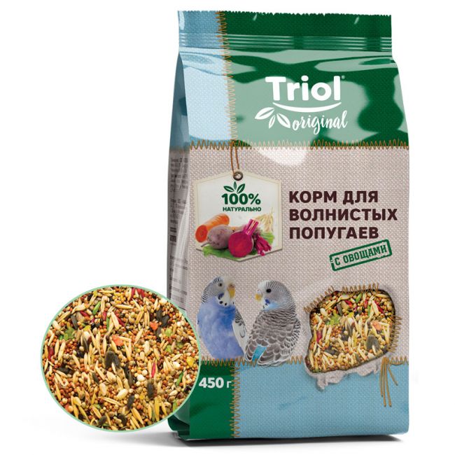 Корм для волнистых попугаев с овощами, 450г, Triol Original Корм для волнистых попугаев с овощами, 450г, Triol Original