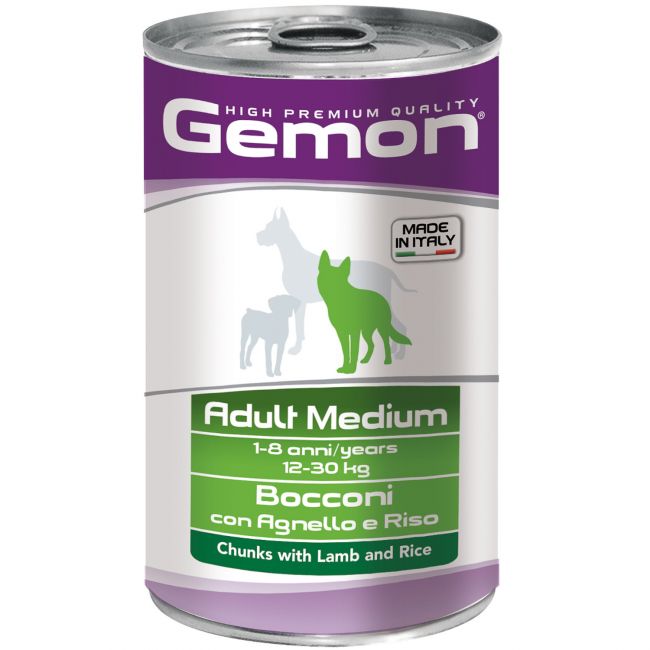 Влажный корм Gemon Dog Medium для взрослых собак средних пород, кусочки с ягненком и рисом, консервы 1250 г Влажный корм Gemon Dog Medium для взрослых собак средних пород, кусочки с ягненком и рисом, консервы 1250 г