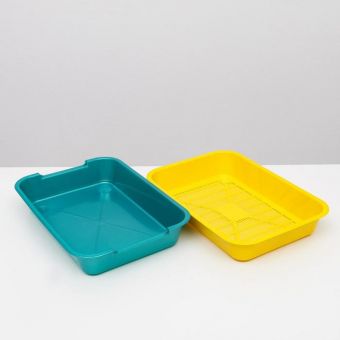 Туалет средний с сеткой 36 х 26 х 6,5 см, жёлтый/бирюзовый