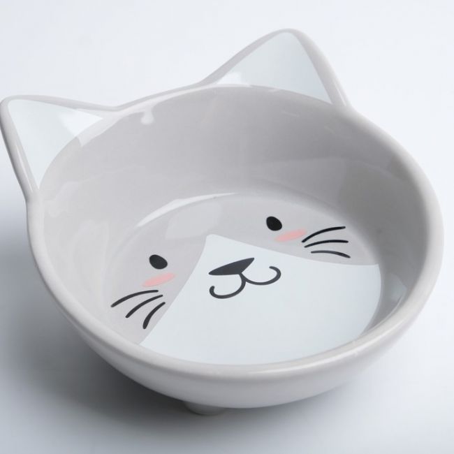 Миска керамическая "Голова кота", 150 мл, 14 x 12,5 x 6,5 cм, серая Миска керамическая "Голова кота", 150 мл, 14 x 12,5 x 6,5 cм, серая