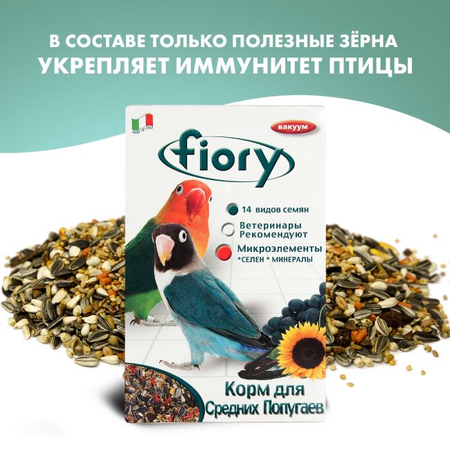 FIORY корм для средних попугаев Parrocchetti African 800 г FIORY корм для средних попугаев Parrocchetti African 800 г