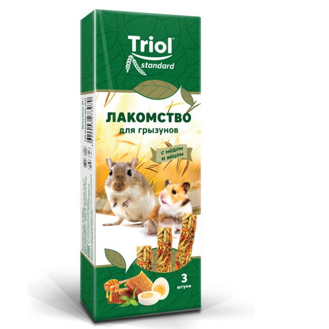 Лакомство для грызунов с мёдом и яйцом (уп. 3 шт), 80г, Triol Standard Лакомство для грызунов с мёдом и яйцом (уп. 3 шт), 80г, Triol Standard