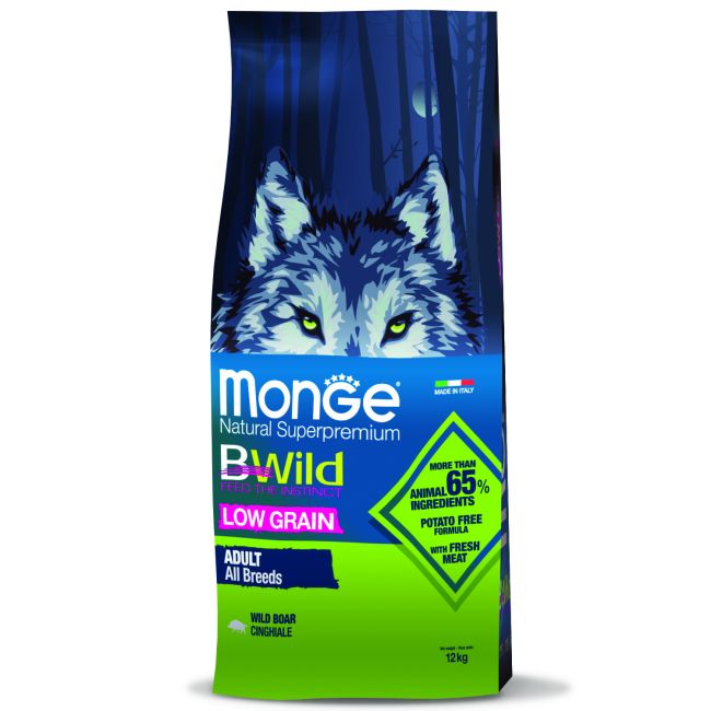 Сухой корм Monge Dog BWild LOW GRAIN для взрослых собак, низкозерновой, из мяса дикого кабана 12 кг Сухой корм Monge Dog BWild LOW GRAIN для взрослых собак, низкозерновой, из мяса дикого кабана 12 кг