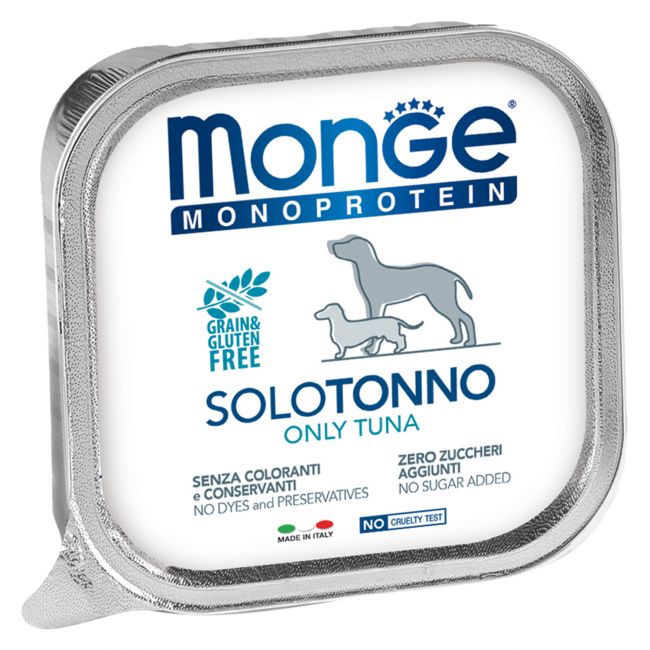 Влажный корм Monge Dog Monoprotein для собак, паштет из тунца, консервы 150 г Влажный корм Monge Dog Monoprotein для собак, паштет из тунца, консервы 150 г