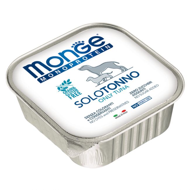 Влажный корм Monge Dog Monoprotein для собак, паштет из тунца, консервы 150 г Влажный корм Monge Dog Monoprotein для собак, паштет из тунца, консервы 150 г