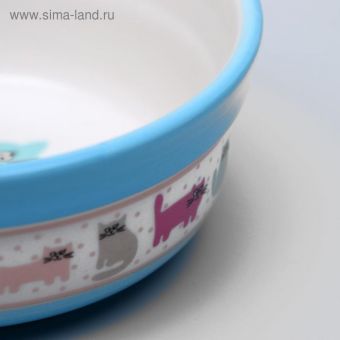 Миска керамическая "Кошачья жизнь", 300 мл, 12,7 х 5 см, голубая Миска керамическая "Кошачья жизнь", 300 мл, 12,7 х 5 см, голубая