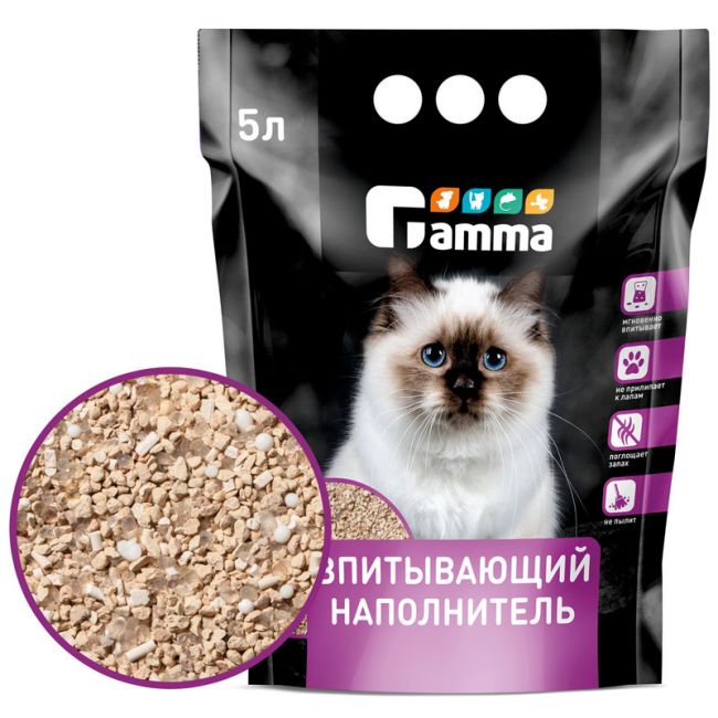 Наполнитель впитывающий минеральный Gamma, 5л Наполнитель впитывающий минеральный Gamma, 5л